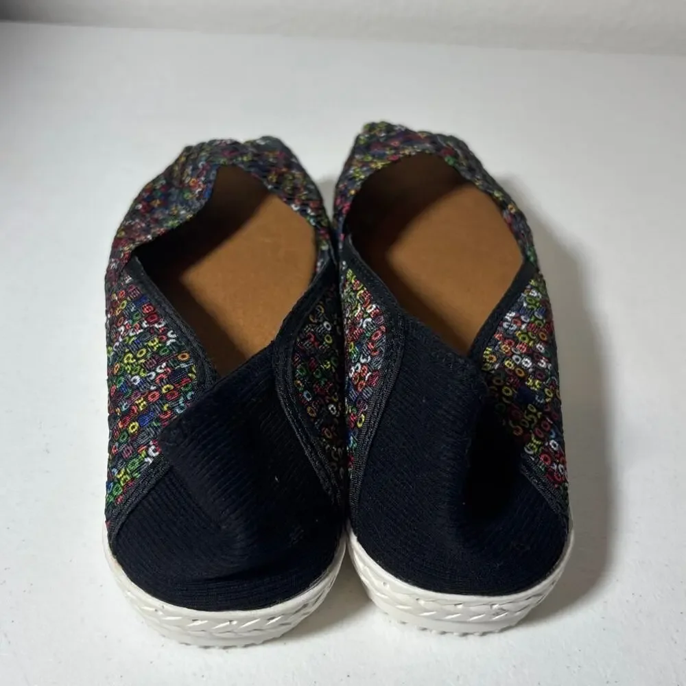 Bernie Mev NWOT Size 9 (EU 40) Brooke Peep-Toe Slip-On Flats Multicolor Dazzle